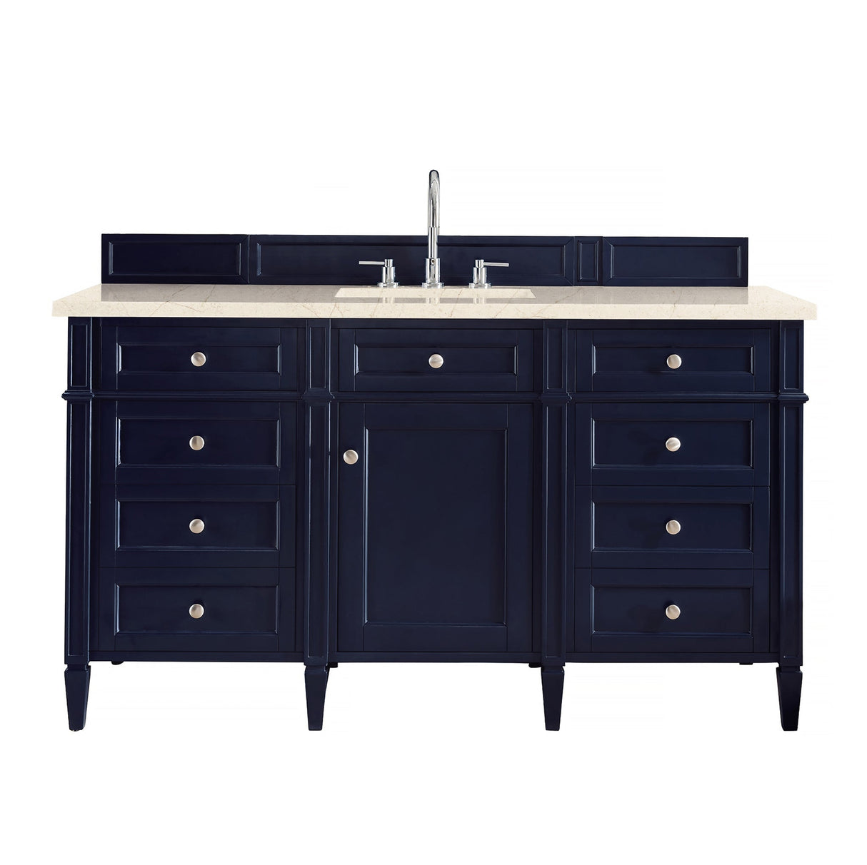 Brittany 60" Single Bathroom Vanity in Victory Blue Single Bathroom Vanity James Martin Vanities Eternal Marfil Silestone
