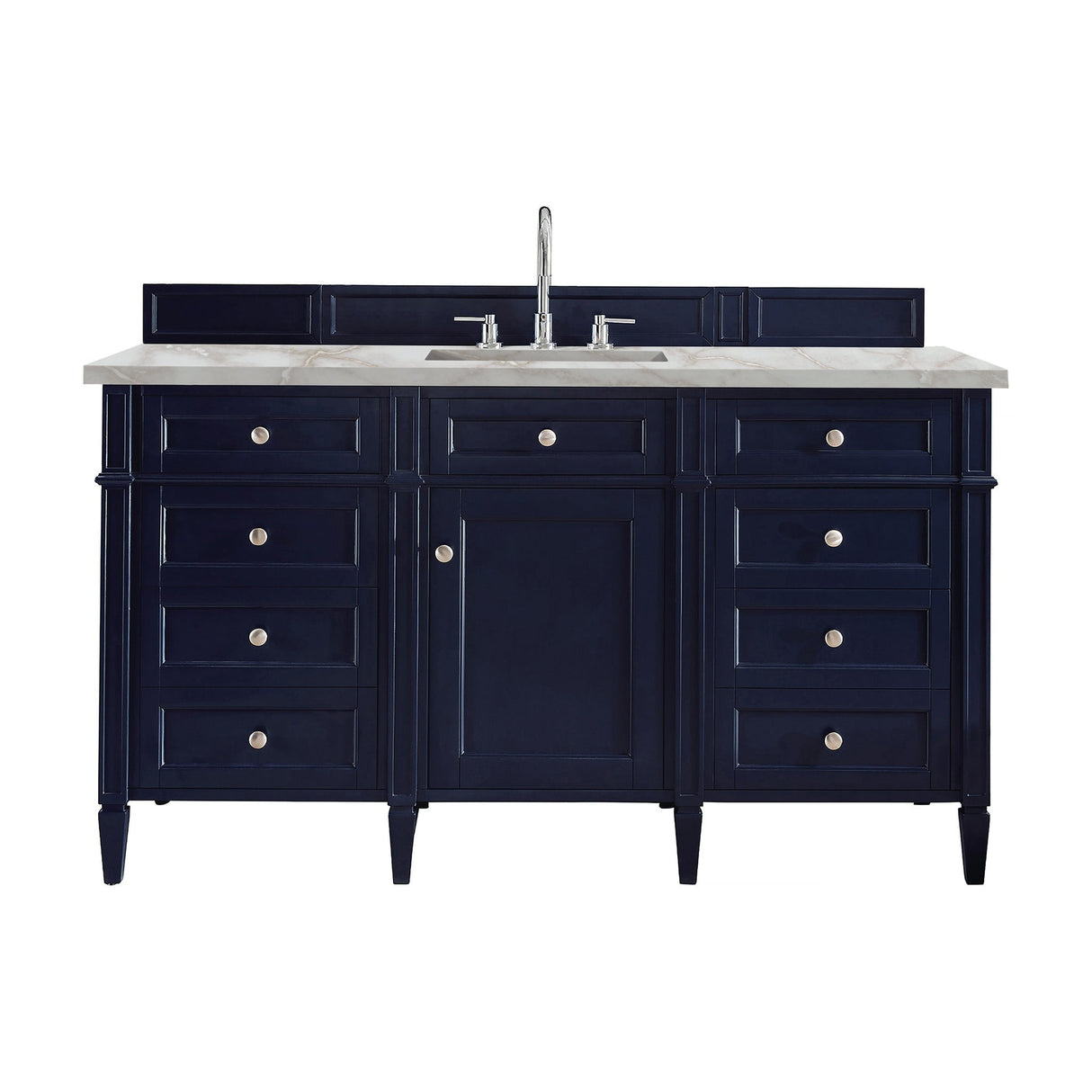 Brittany 60" Single Bathroom Vanity in Victory Blue Single Bathroom Vanity James Martin Vanities Victorian Silver Silestone