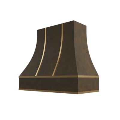 Brooklyn Slate Curved Hood with Brass Strapping - 36" W x 30" H