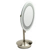 ALFI brand ABM9FLED-BN Brushed Nickel Tabletop Round 9" 5x Magnifying Cosmetic Mirror with Light
