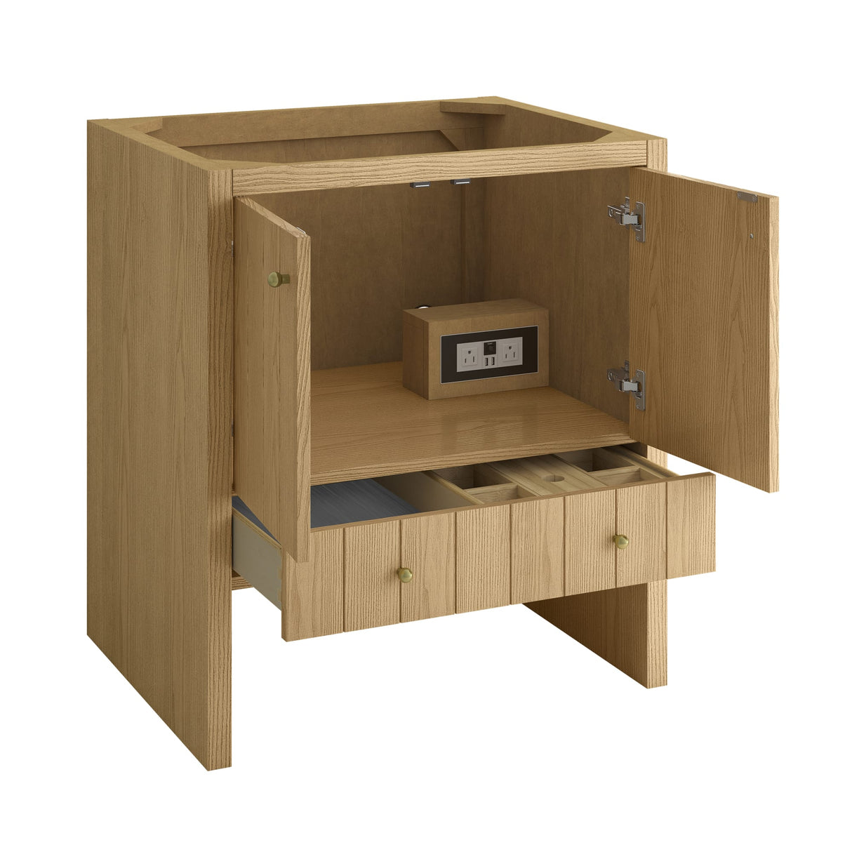 Hudson 30" Single Vanity, Light Natural Oak w/ 3 CM Lime Delight Silestone Top