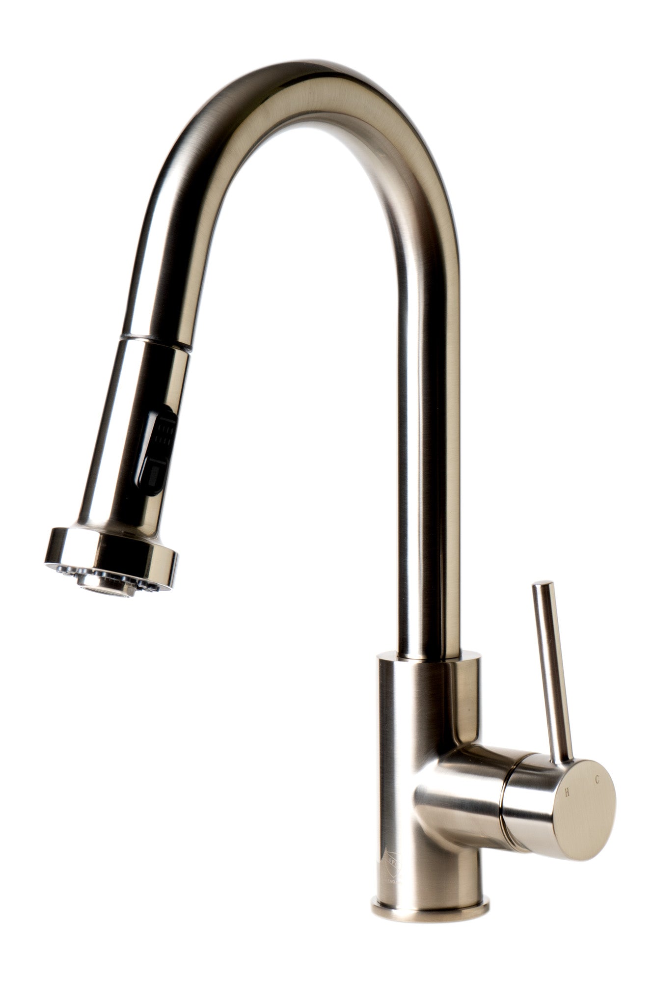Brushed Nickel Sensor Gooseneck Pull Down Kitchen Faucet