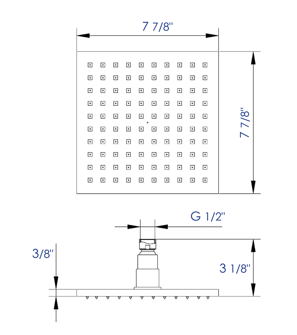 ALFI brand LED8S-BN Brushed Nickel 8" Square Multi Color LED Rain Shower Head