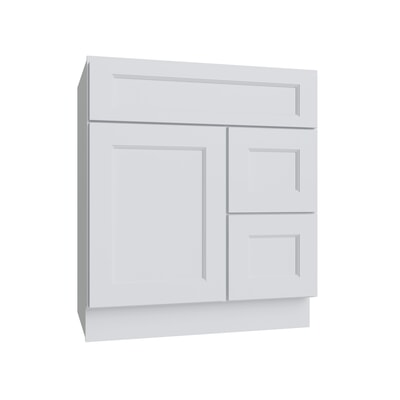 Brooklyn White Vanity Sink Base Right Drawer Stacking Cabinet - 30" W