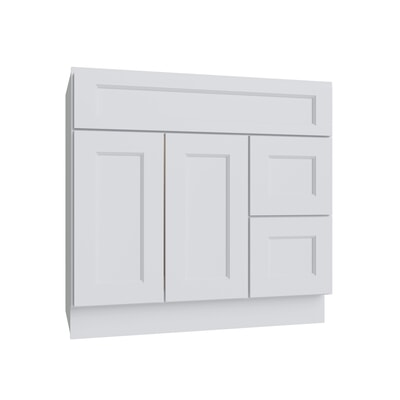 Brooklyn White Vanity Sink Base Right Drawer Stacking Cabinet - 36" W