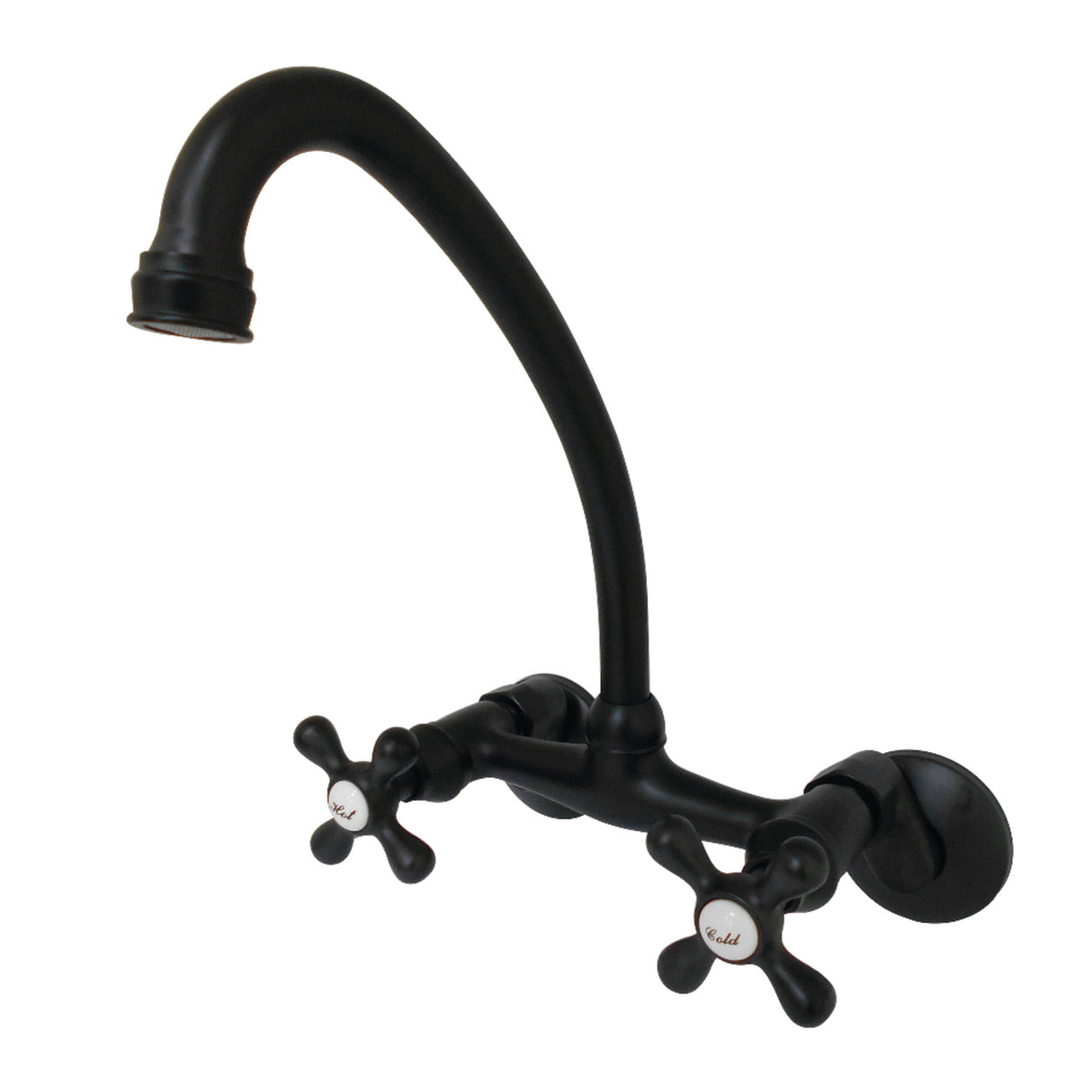 Kingston Brass KS214MB Kingston Two Handle Wall Mount Kitchen Faucet, Matte Black