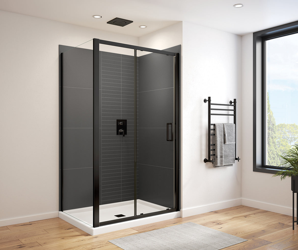 MAAX 135235-900-340-000 Connect Pro 43 ½-45 x 76 in. 6mm Sliding Shower Door for Alcove Installation with Clear glass in Matte Black