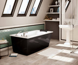 MAAX 105571-055-015 Optik 6032 F Acrylic Freestanding End Drain Aerofeel Bathtub in White with Black Skirt