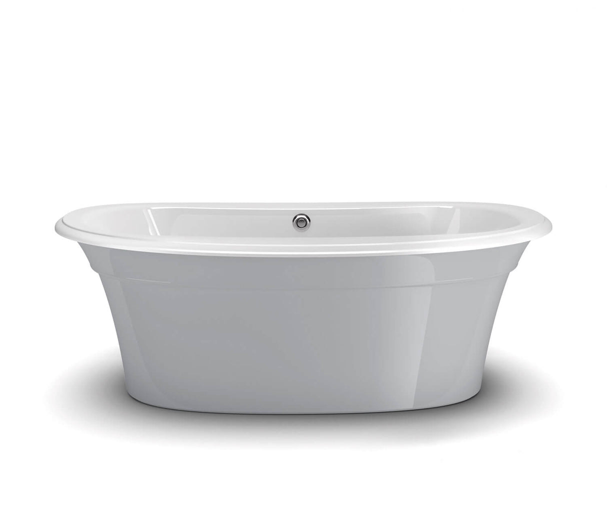 MAAX 105744-000-001-103 Ella Sleek 66 x 36 Acrylic Freestanding Center Drain Bathtub in White with Sterling Silver Skirt