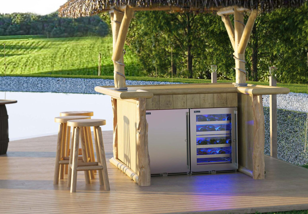 Perlick 24" Signature Series Outdoor Built-In Counter Depth Compact Refrigerator with 3.1 cu. ft. Capacity with Glass Door in Stainless Steel (HH24RM-4-3)