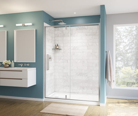MAAX 135326-900-084-000 Uptown 57-59 x 76 in. 8 mm Pivot Shower Door for Alcove Installation with Clear glass in Chrome