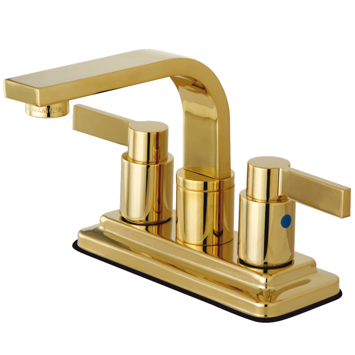 Kingston Brass KB8462NDL NuvoFusion 4 in. Centerset Bathroom Faucet with Push Pop-Up, Polished Brass