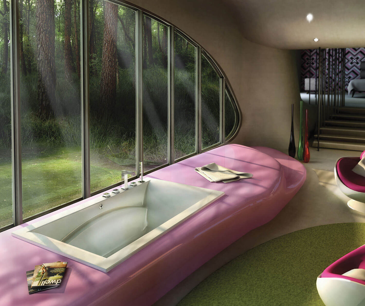 MAAX 101275-056-001 Optik 7242 Acrylic Undermount Center Drain Combined Hydrofeel & Aerofeel Bathtub in White