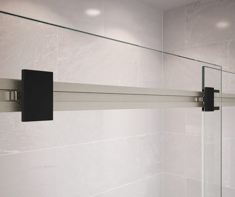 MAAX 136270-900-289-000 Duel 56-59 x 55 ½ x 59 in. 8 mm Bypass Tub Door for Alcove Installation with Clear glass in Brushed Nickel & Matte Black