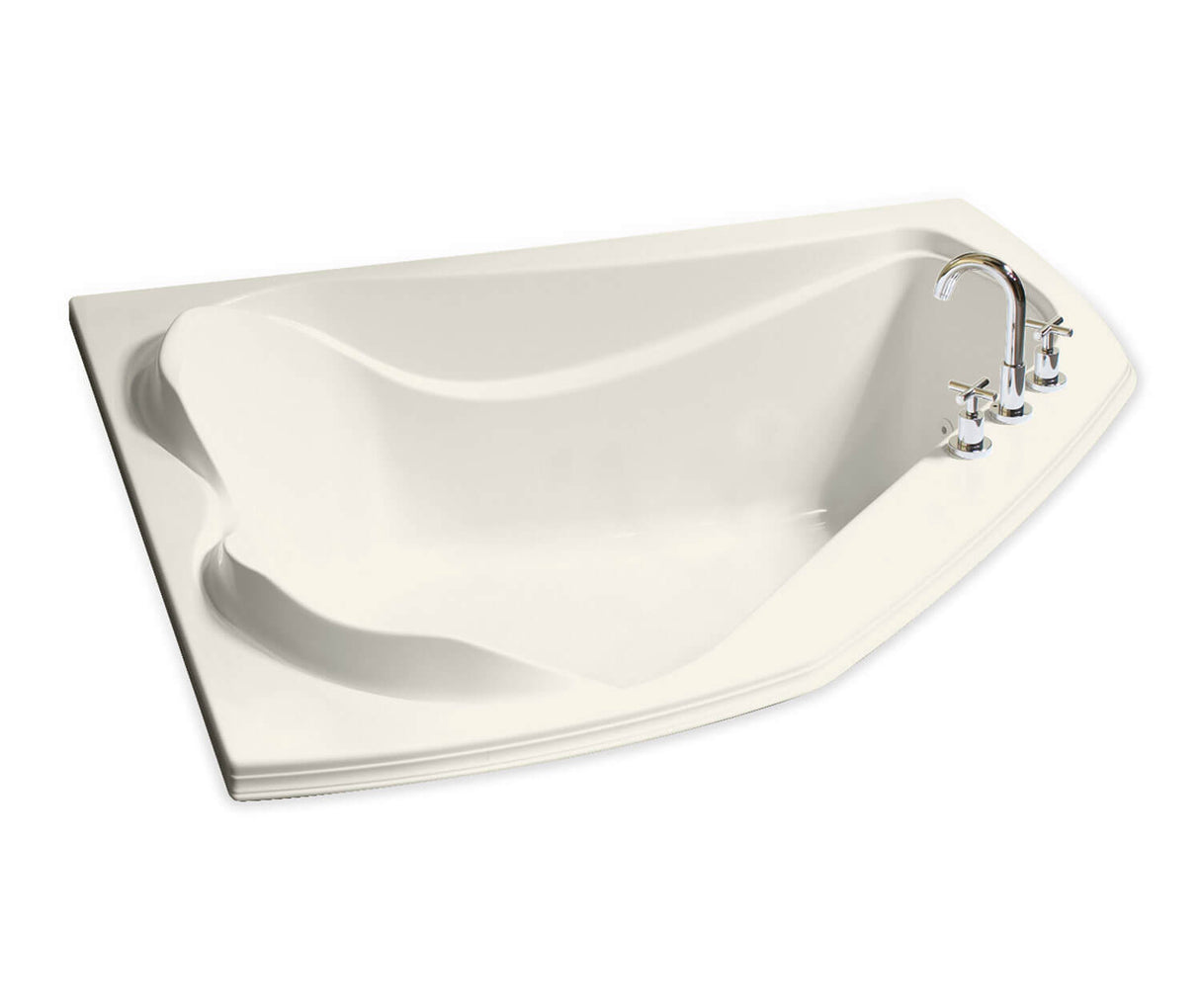 MAAX 102724-107-007 Cocoon 6054 Acrylic Corner Center Drain Hydrosens Bathtub in Biscuit