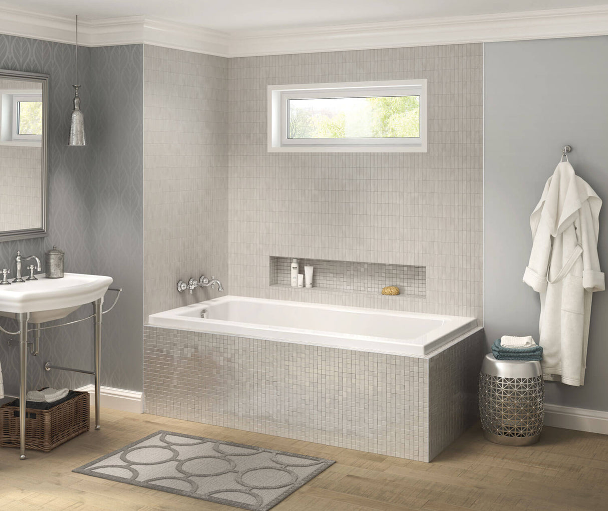 MAAX 106211-R-097-001 Pose 7236 IF Acrylic Corner Left Right-Hand Drain Combined Whirlpool & Aeroeffect Bathtub in White