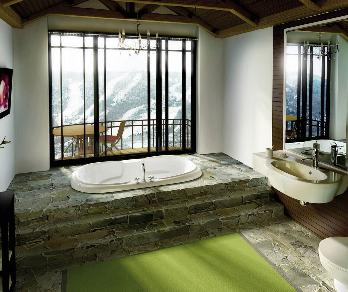 MAAX 100075-055-001-100 Calla 6642 Acrylic Drop-in Center Drain Aerofeel Bathtub in White