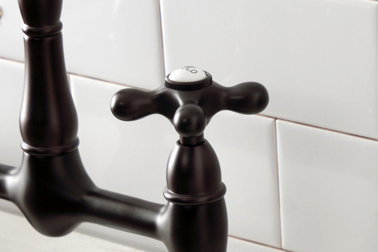 Kingston Brass KS1175AX Heritage Bridge Kitchen Faucet, Oil Rubbed Bronze