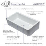 33" White Smooth Apron Solid Thick Wall Fireclay Single Bowl Farm Sink