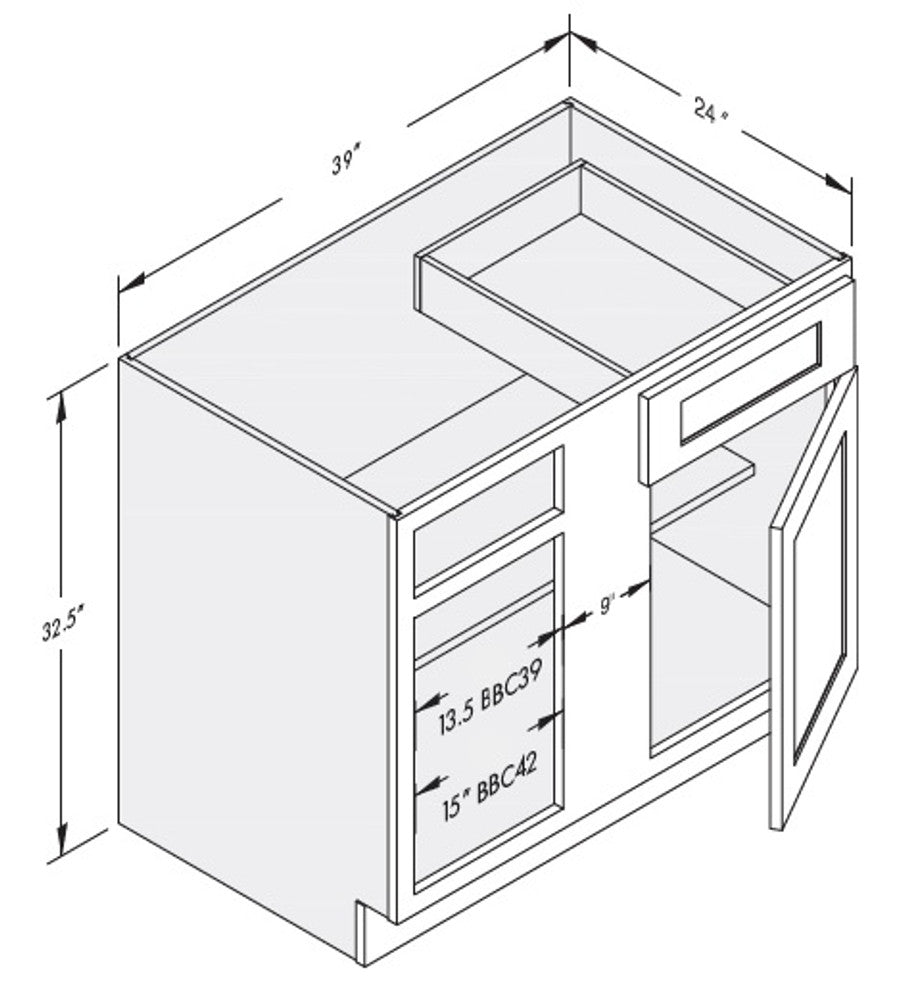 Cab-Tec Shaker White Kitchen Cabinet - SW-BBC39ADA