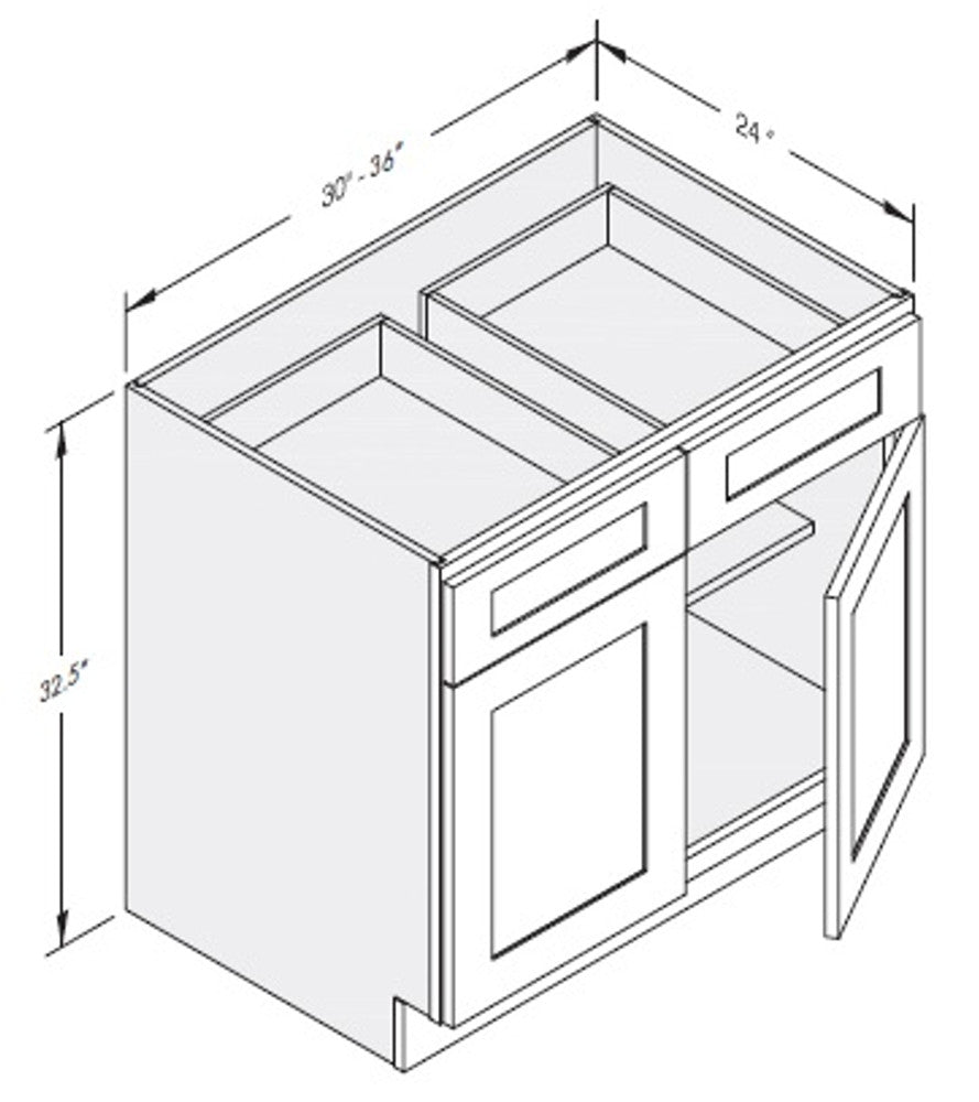Cab-Tec Shaker White Kitchen Cabinet - SW-B30ADA
