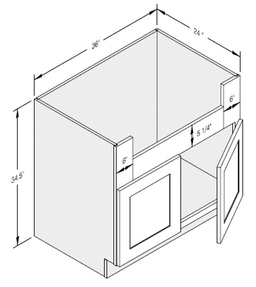 Cab-Tec Shaker White Kitchen Cabinet - SW-FSB36