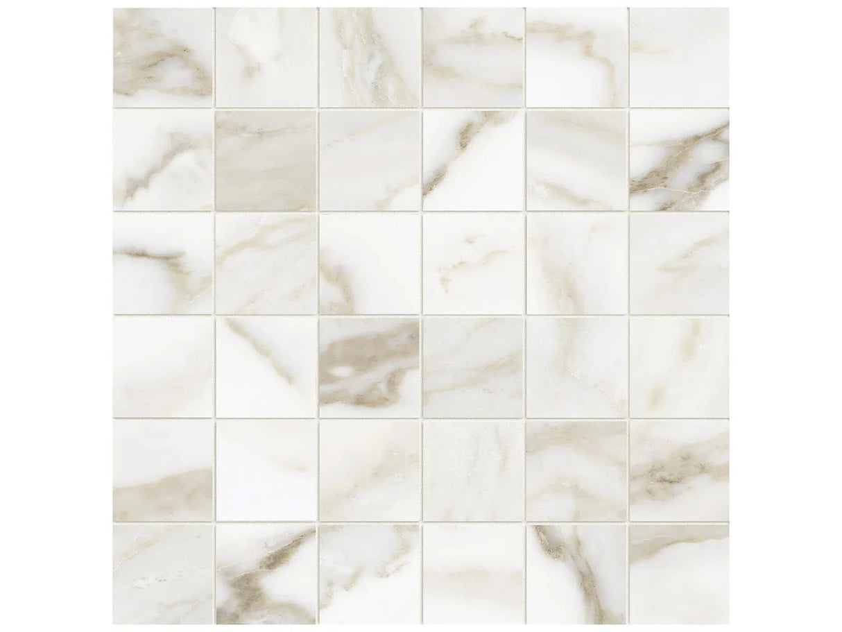 Anatolia 2X2 Mosaic Lumino Calacatta Matte Porcelain Tile 4501-0576-0 *** 1 Sheet = .96 Sf *** Calacatta 2x2 - premium natural stone mosaic tile from Anatolia Tile, available at PoshHaus showroom in Keene, NH