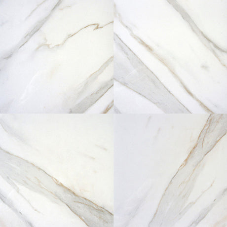 MSI Pietra Calacatta 24x24 marble look glazed porcelain floor wall tile NCAL2424 product shot angle view#Size_24"x24"