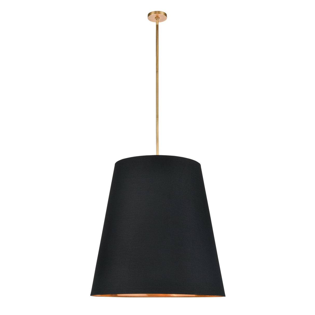 Alora PD311030VBBG CALOR PENDANT 3 LIGHT VINTAGE BRASS BLACK LINEN WITH GOLD PARCHMENT