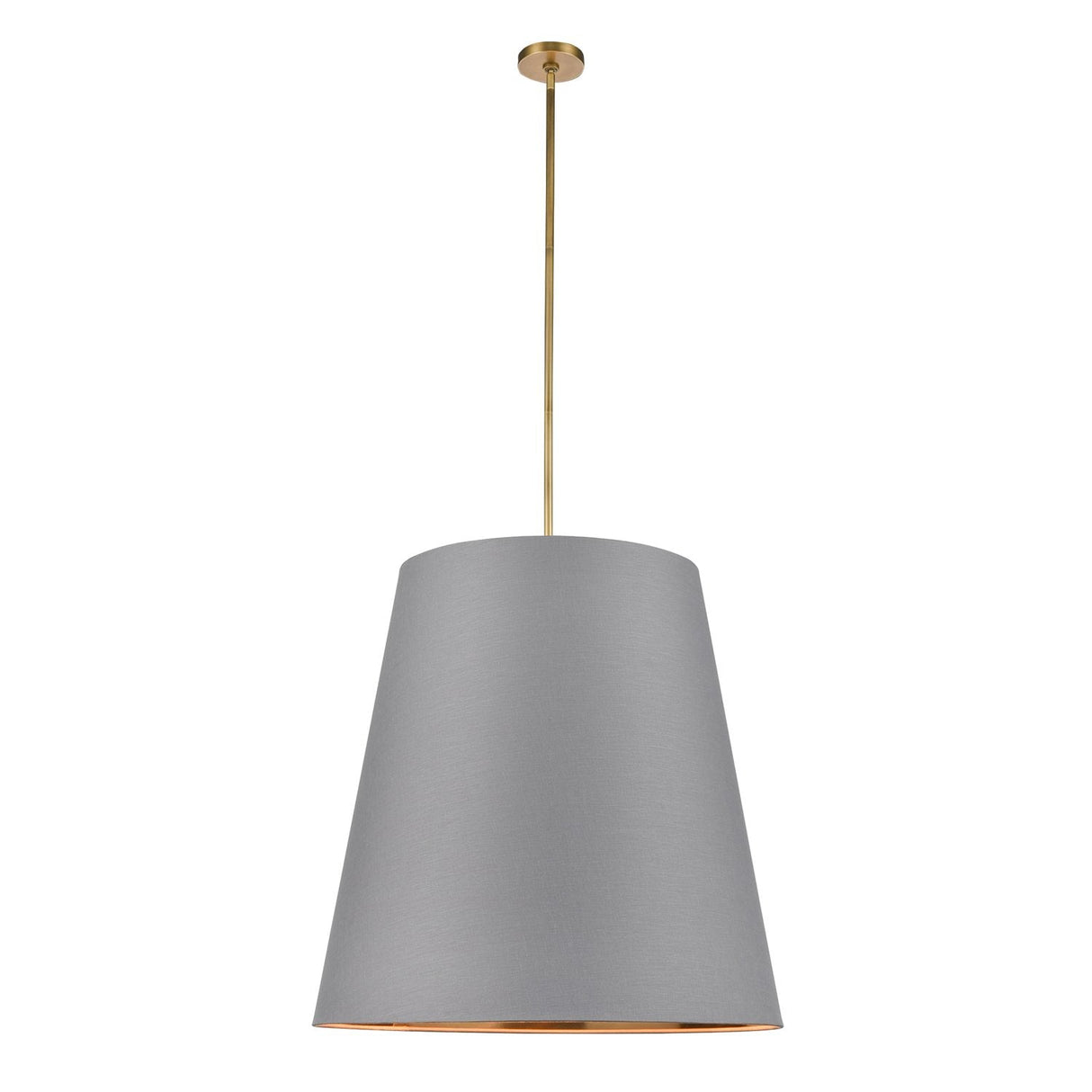 Alora PD311030VBGG CALOR PENDANT 3 LIGHT VINTAGE BRASS GRAY LINEN WITH GOLD PARCHMENT