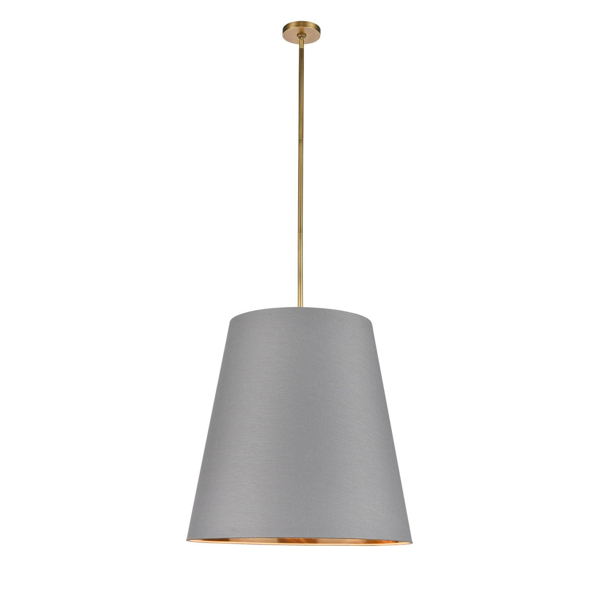 Alora PD311025VBGG CALOR PENDANT 3 LIGHT VINTAGE BRASS GRAY LINEN WITH GOLD PARCHMENT