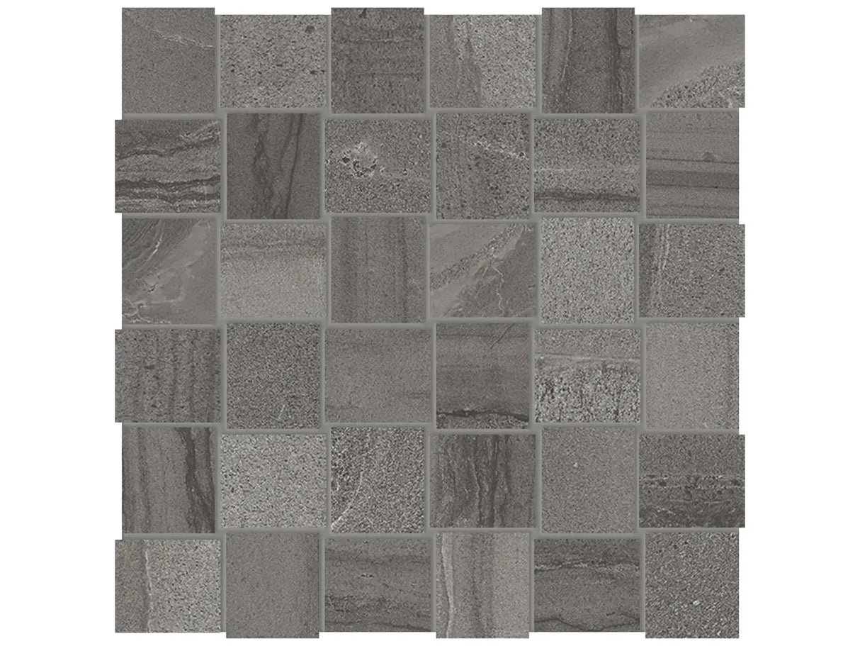 Anatolia Tile 2X2 Basketweave Amelia Matte Carbon 36 Piece Porcelain Mosaics. 1 Sheet = .97 Sq. Ft. 4501-0001-0 (69-075) Carbon Basketweave 2x2 - premium natural stone mosaic tile from Anatolia Tile, available at PoshHaus showroom in Keene, NH