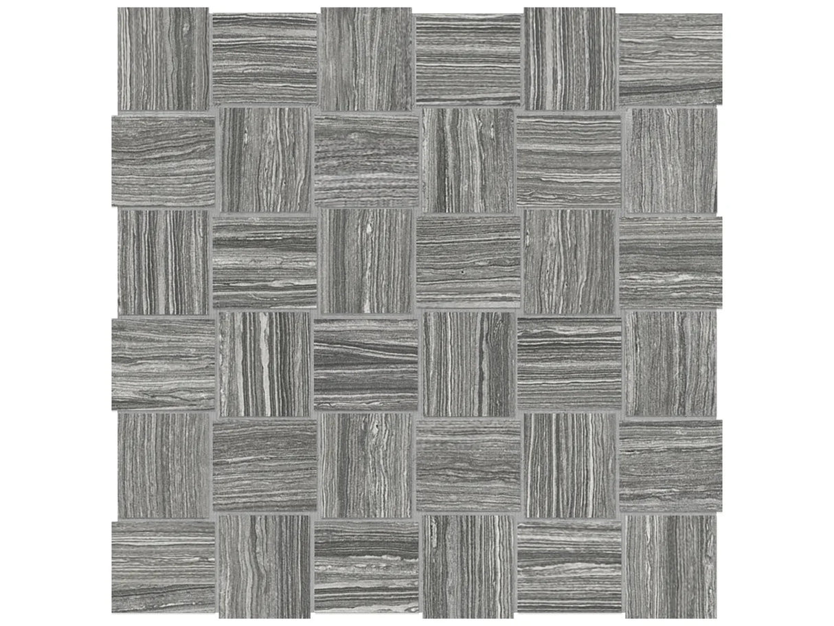 Anatolia Tile 2X2 Basketweave Eramosa Carbon Matte Porcelain Mosaics. 1 Sheet = .96 Sq. Ft. 4501-0082-0 (69-230) Carbon Basketweave 2x2 - premium natural stone mosaic tile from Anatolia Tile, available at PoshHaus showroom in Keene, NH