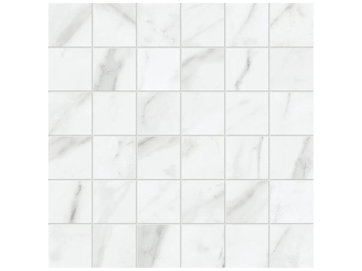 Anatolia Tile 2X2 Altezza Matte Carrara 36 Piece Porcelain Mosaics. 1 Sheet = .97 Sq. Ft. 4501-0000-0 (63-663) Carrara 2x2 - premium natural stone mosaic tile from Anatolia Tile, available at PoshHaus showroom in Keene, NH