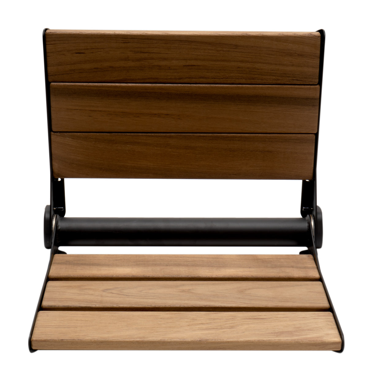 Black Matte 17" Wide Foldable Teak Shower Seat with Backrest