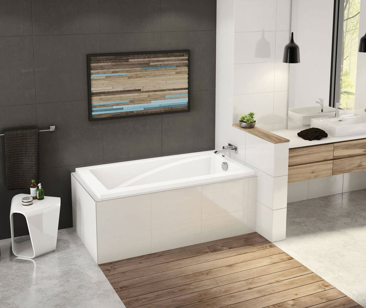 MAAX 410025-000-001-153 ModulR 6032 IF (With Armrests) Acrylic Corner Right Left-Hand Drain Bathtub in White