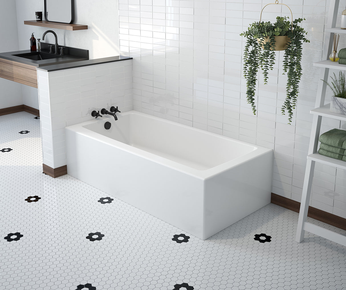 MAAX 106816-000-002-102 Mackenzie Corner Access 6030 AFR AcrylX Corner Right-Hand Drain Bathtub in White