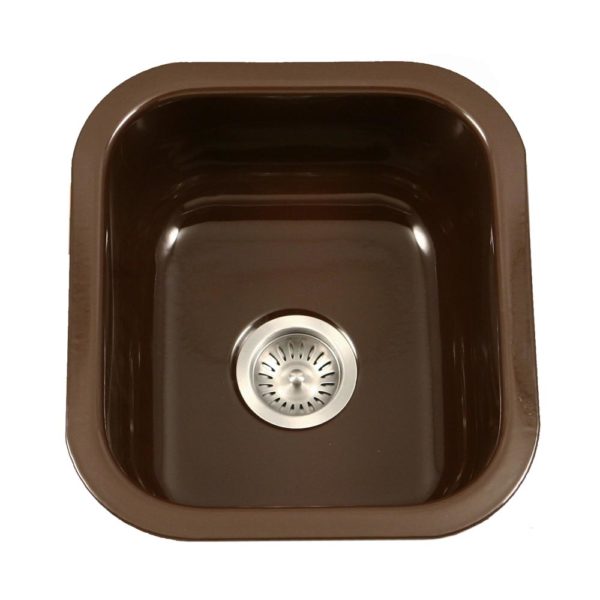 Hamat - CER-1618B-ES - Enamel Steel Undermount Bar/Prep Sink, Espresso