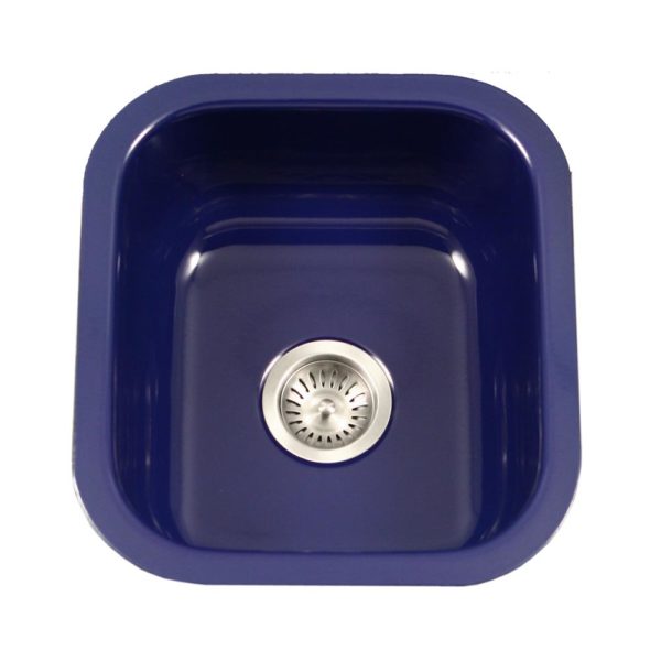 Hamat - CER-1618B-NB - Enamel Steel Undermount Bar/Prep Sink, Navy Blue