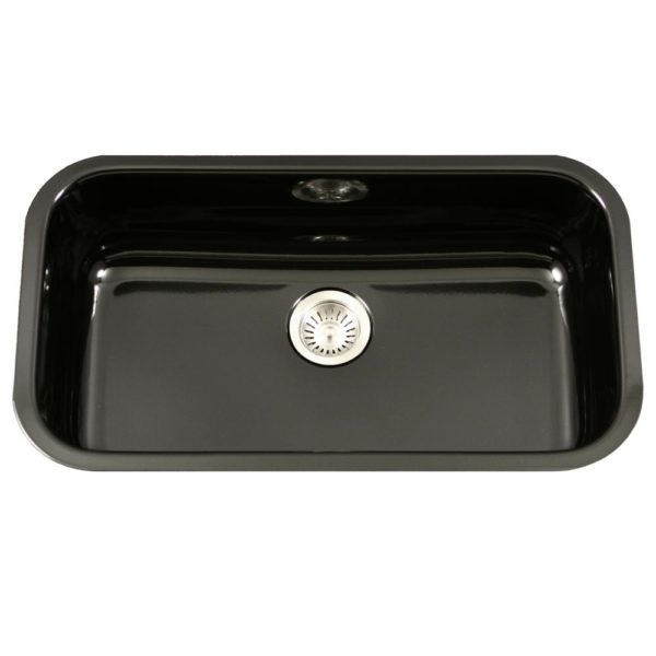 Hamat - CER-3118S-BL - Enamel Steel Undermount Large Single Bowl Kitchen Sink, Black