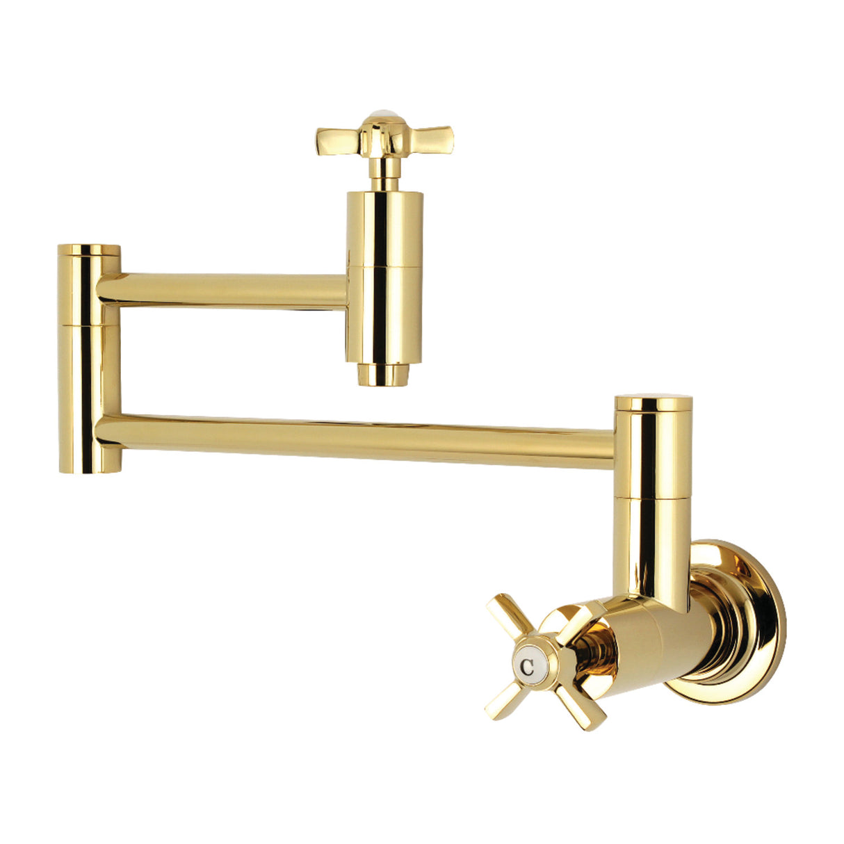 Kingston Brass KS8102ZX Millennium Wall Mount Pot Filler Kitchen Faucet, Polished Brass