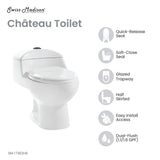 Chateau One Piece Elongated Toilet Dual Flush, Black Hardware 1.1/1.6 gpf