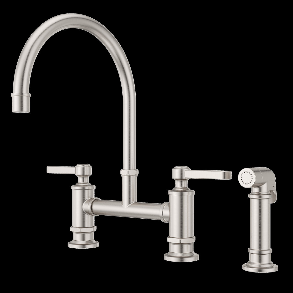 Port Haven 2-Handle Kitchen Faucet with Side Spray in Stainless Steel