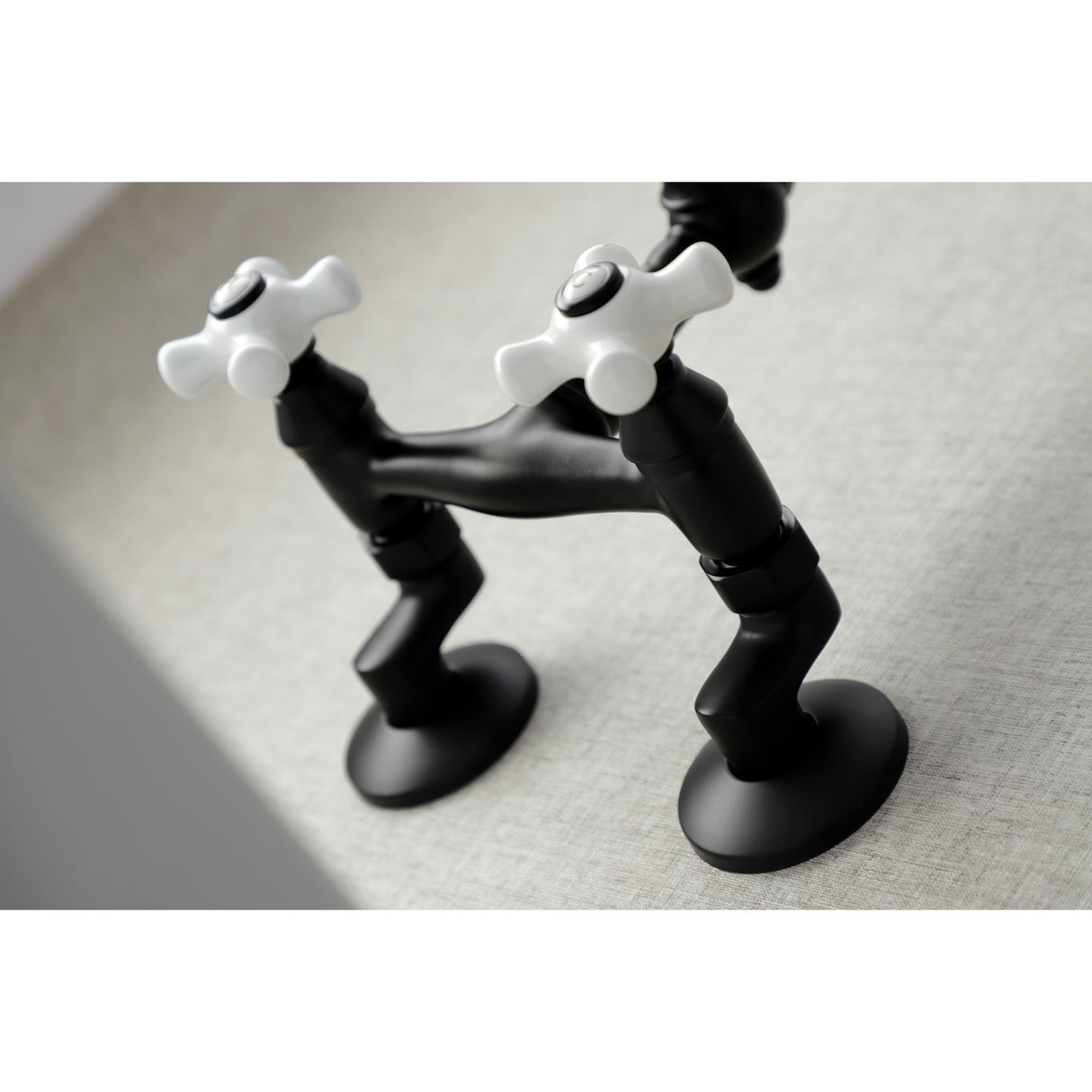 Kingston Brass KS3220PX Vintage 6" Adjustable Center Wall Mount Kitchen Faucet, Matte Black