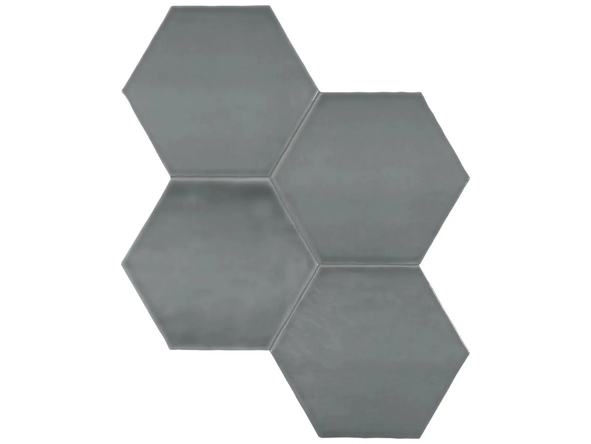 Anatolia Tile 6" Hex Teramoda Charcoal Glossy 4000-0259-0 Charcoal Hexagon - premium natural stone mosaic tile from Anatolia Tile, available at PoshHaus showroom in Keene, NH