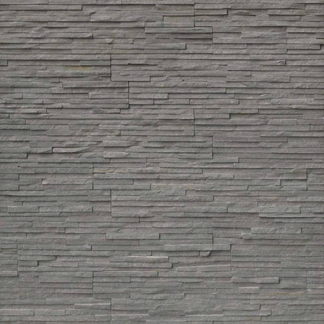 Charcoal pencil splitface ledger panel 6X24 slate wall tile LPNLSCHA624 PEN product shot multiple tiles angle view