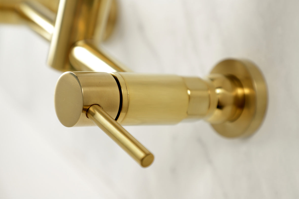 Gourmetier GS8187DL Concord 2-Handle Wall Mount Pull-Down Kitchen Faucet, Brushed Brass