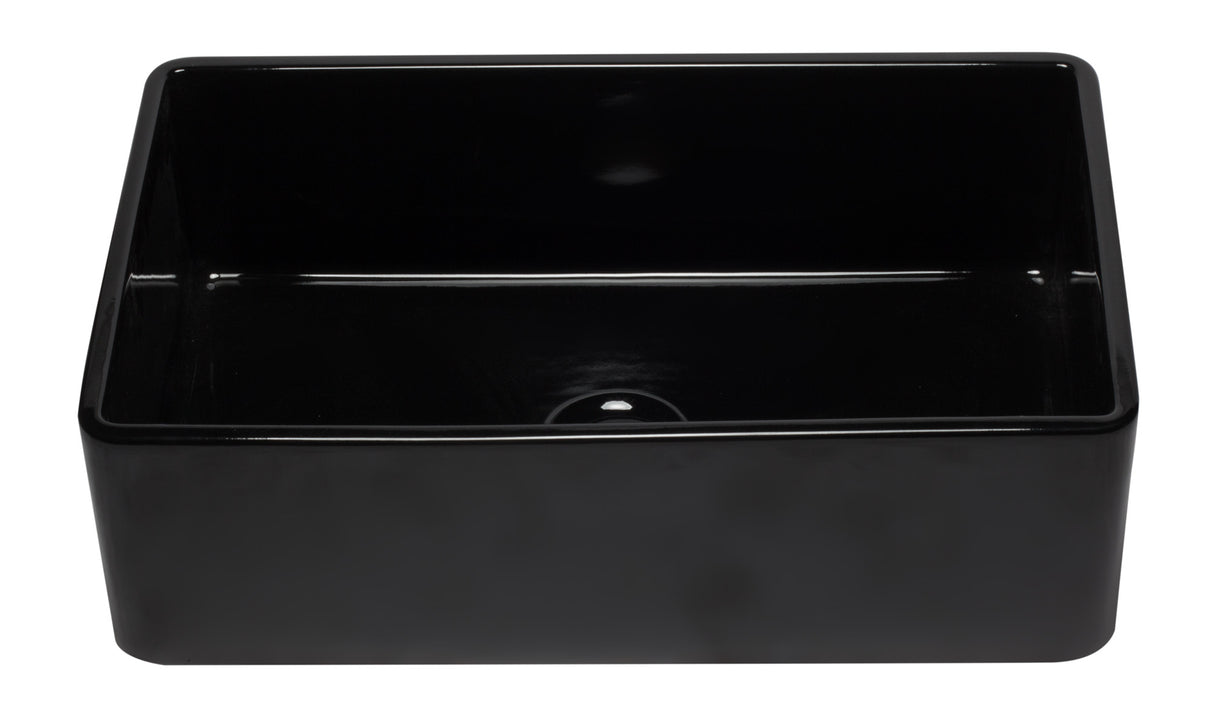 ALFI brand AB3320SB-BG 33 inch Black Reversible Single Fireclay Farmhouse Kitchen Sink