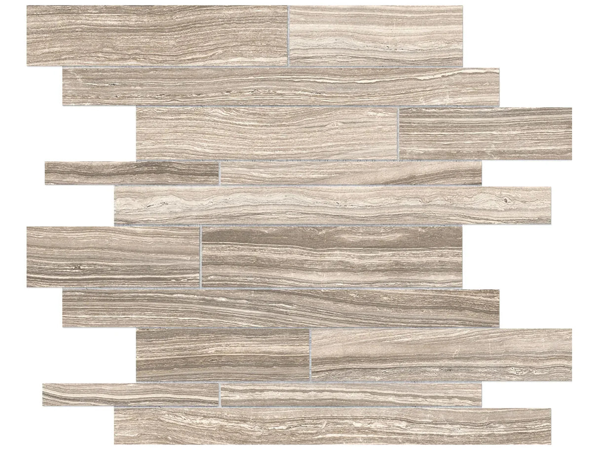 Anatolia Tile Eramosa Clay Random Strip Matte Porcelain Mosaics. 1 Sheet = 96 Sq. Ft. 4501-0088-0 (69-188) Clay Random Strip - premium natural stone mosaic tile from Anatolia Tile, available at PoshHaus showroom in Keene, NH