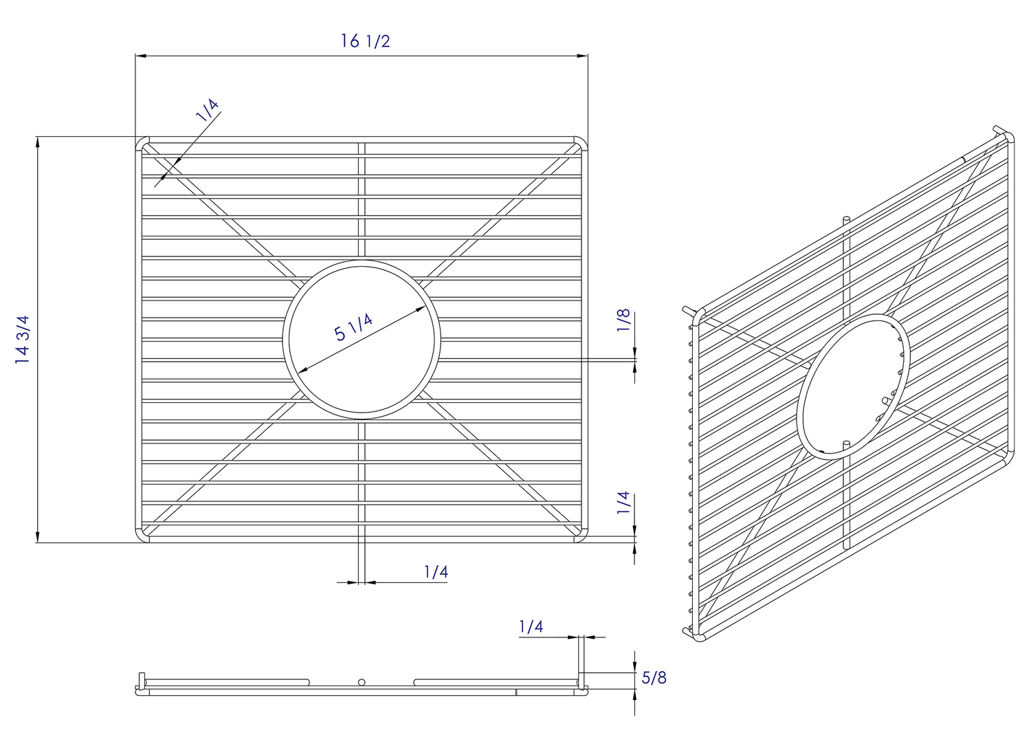 Stainless steel kitchen sink grid for AB3918DB, AB3918ARCH